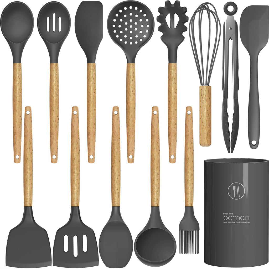 Premium Silicone Silicone Cooking Utensils Set - 446°F Heat Resistant Silicone Kitchen Utensils for Cooking,Kitchen Utensil Spatula Se... - Premium Stainless Steel Cooking Utensil for Non-Stick Pots - Default Title