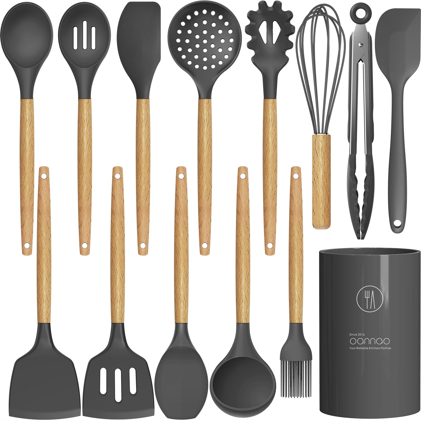 Premium Silicone Silicone Cooking Utensils Set - 446°F Heat Resistant Silicone Kitchen Utensils for Cooking,Kitchen Utensil Spatula Se... - Premium Stainless Steel Cooking Utensil for Non-Stick Pots - Default Title