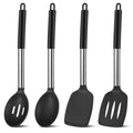 Heat-Resistant Silicone Cooking Spatulas and Spoons, 4 Pack Heat Resistant Silicone Cooking Utensils Set, Non-stick Large Ki... - Durable Turner & Ladle Utensil Set for Home Chefs - Default Title