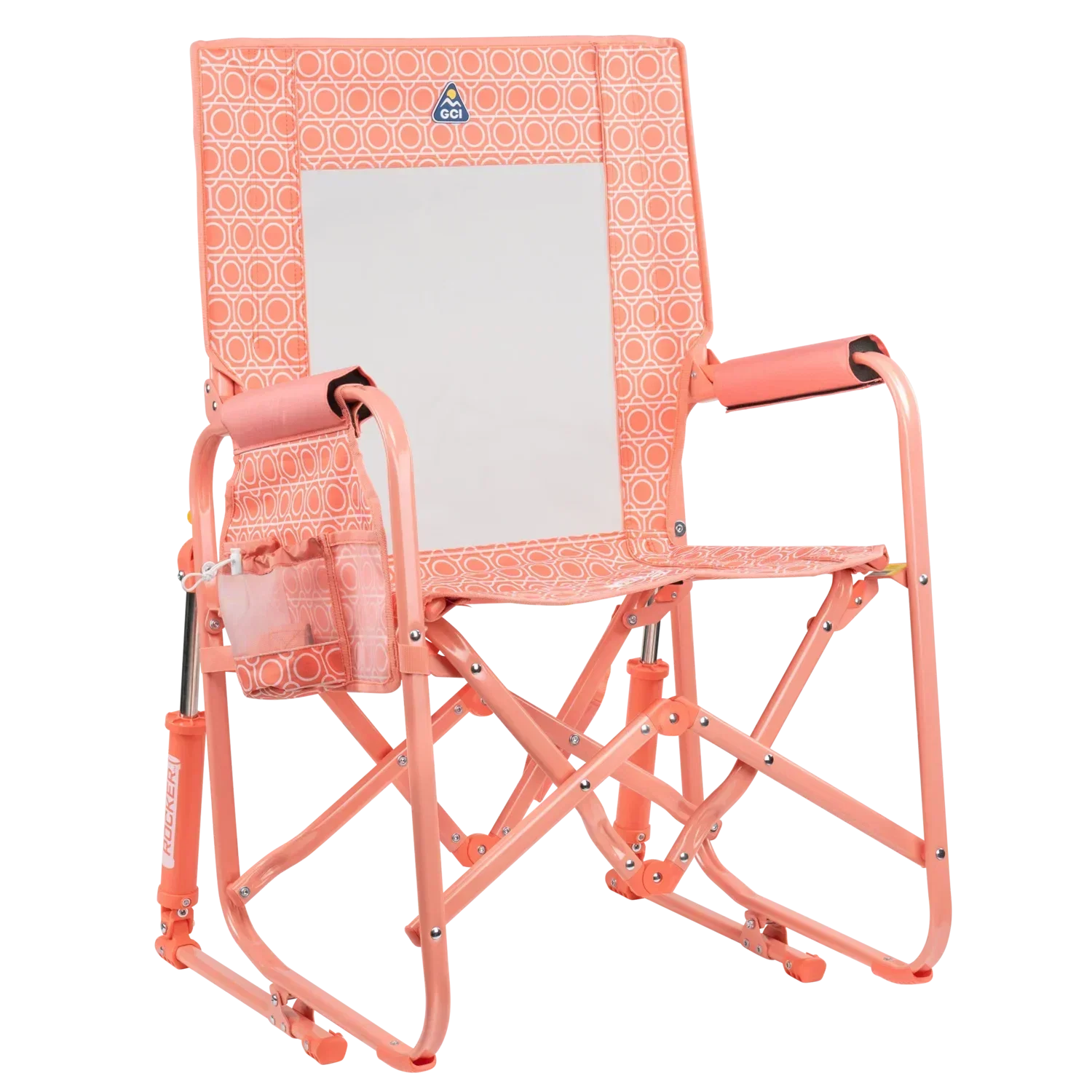 Luxury Camp Stowaway Rocker - Choice 794 - RoadTrip Rocker Smooth Motion Camp Chair - Coral Mosaic