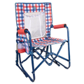Luxury Camp Stowaway Rocker with Storage Pouch - Choice 573 - Patented Spring-Action Rocking Chair for Camping - Patriotic Plaid