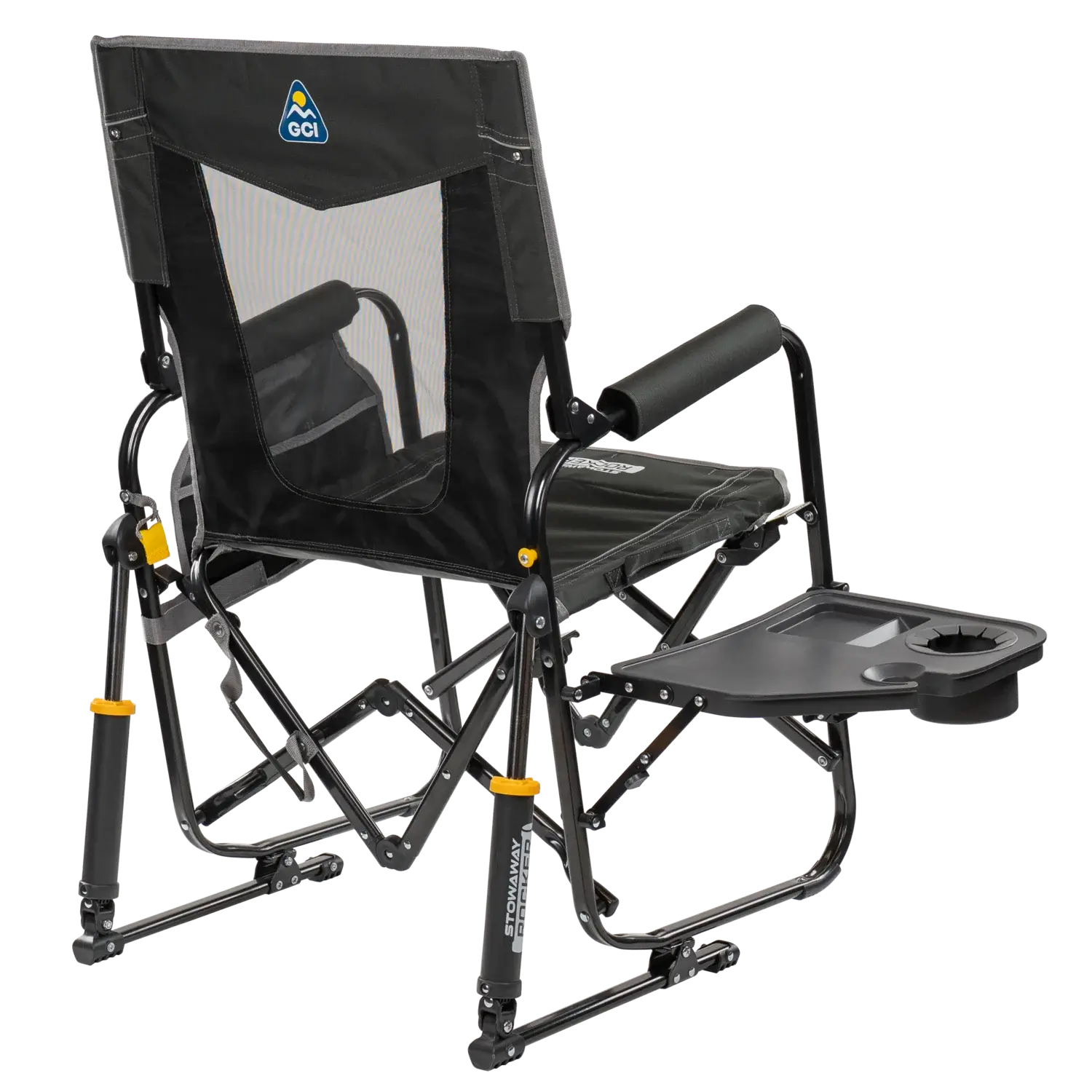 Premium All-Weather Stowaway Rocker with Side Table - Choice 253 - Freestyle Rocker Portable Outdoor Folding Chair Detail