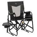 Premium All-Weather Stowaway Rocker with Side Table - Choice 253 - Freestyle Rocker Portable Outdoor Folding Chair - Dark Charcoal