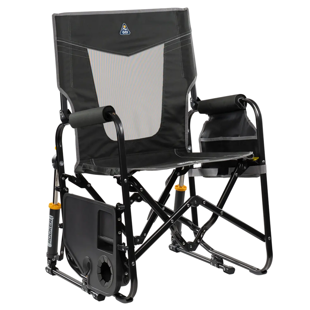 Premium All-Weather Stowaway Rocker with Side Table - Choice 253 - Freestyle Rocker Portable Outdoor Folding Chair Detail