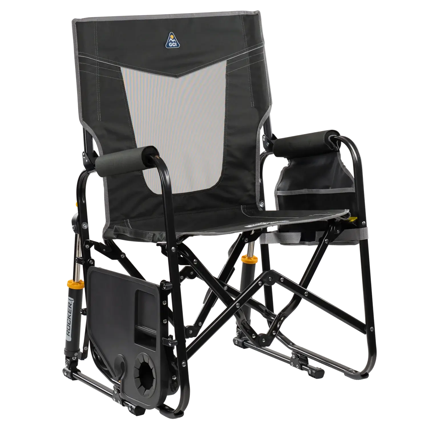 Premium All-Weather Stowaway Rocker with Side Table - Choice 253 - Freestyle Rocker Portable Outdoor Folding Chair Detail