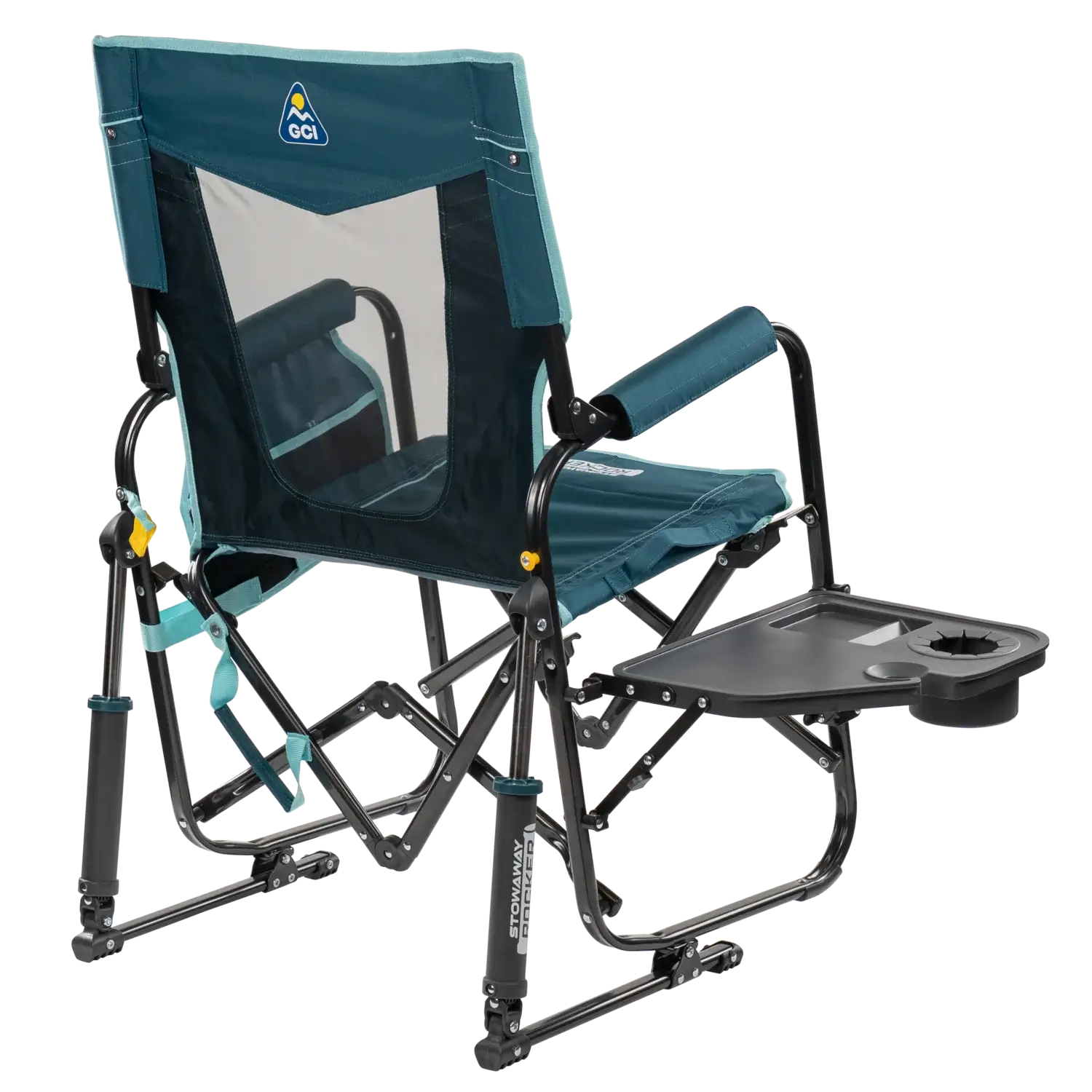 Premium All-Weather Stowaway Rocker with Side Table - Choice 253 - Freestyle Rocker Portable Outdoor Folding Chair Detail