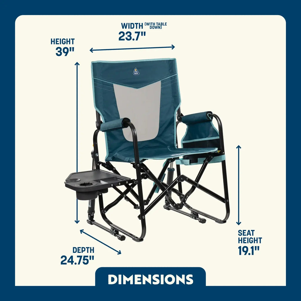 Premium All-Weather Stowaway Rocker with Side Table - Choice 253 - Freestyle Rocker Portable Outdoor Folding Chair Detail