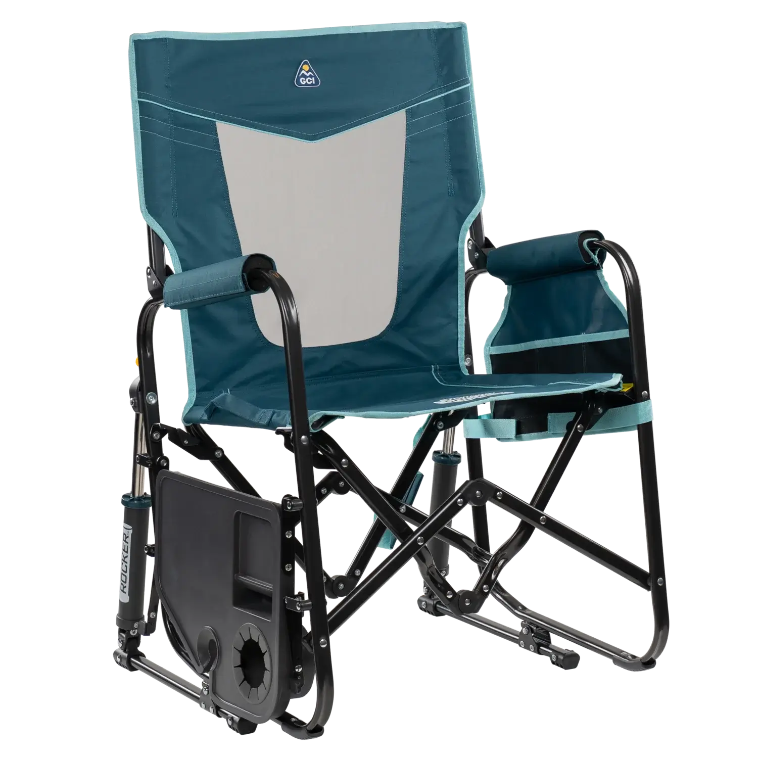 Premium All-Weather Stowaway Rocker with Side Table - Choice 253 - Freestyle Rocker Portable Outdoor Folding Chair Detail