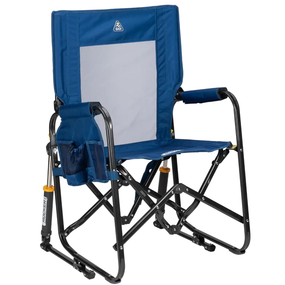Luxury Camp Stowaway Rocker - Choice 794 - RoadTrip Rocker Smooth Motion Camp Chair - Soft Navy