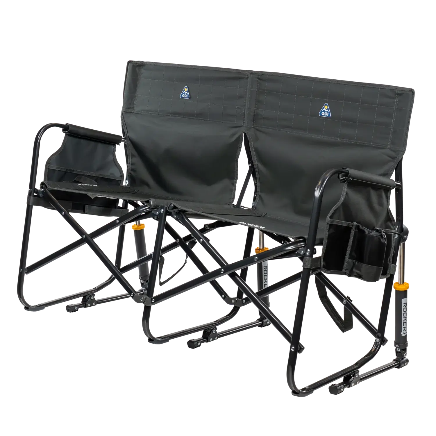 Premium All-Weather Tandem Rocker - Choice 227 - Heavy-Duty Kickback Rocker with Beverage Holder Detail