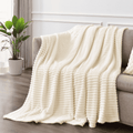 Super Soft Flannel Throw Size Blanket, Extra Soft Lightweight Bed Blanket with Strip , Plush Fuzzy Cozy Throws for Couch, Bed, Sofa Cozy... - Cozy Fleece Throw Blanket for Couch & Bed - Default Title