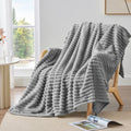 Super Soft Flannel for Couch,Sofa,Bed, Super Soft Striped Gray Bed for Office Picnic Travel Bedroom, Warm Cozy Lightweight Home Decor fo... - Super Soft Reversible Sherpa Flannel Blanket - Default Title