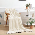 Decorative Knitted Throw Blanket for Couch, Ultra Soft Cream White Throws for Travel Camping Sofa Bed, Lightweight Cozy Bed Blanket for ... - Super Soft Reversible Sherpa Flannel Blanket - Default Title